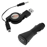 GTMax Black USB 2in1 Retractable Data Cable + Black USB Car Charger Vehicle ....