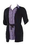 Black & Purple 2 In 1 Pintuck Shirt Cardi Top
