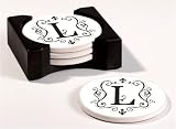 Monogram Round Absorbent Coaster - L