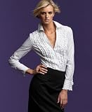 INC International Concepts  Striped Ruffled Long-Sleeved Tuxedo Shirt