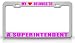 MY HEART BELONGS TO A SUPERINTENDENT Occupation Metal Auto License Plate Frame Tag Holder, Chrome/Pink