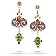 Yoolie's Magenta Lime and Jet Tones Rangoli Fashion Earrings #6106 YE GE OE