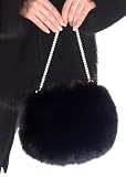 Fur Handbag - Black Fox - Pearl Handle