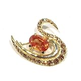 Lab Created Yellow Topaz & Swarovski Crystal Designer Style Gold-Tone Brooch Pin