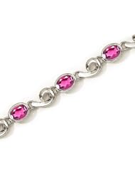 14K White Gold Oval Pink Topaz Bracelet by Jewelry Mountain