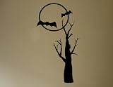 Halloween Decoration Wall Decals Moon, bats and tree