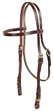 TORY LEATHER Browband Headstall with Brass Buckle Bit Ends