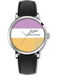 SPRAWL Aanalog Fashion Series Silver Ladies Watches of Genuine Black Leather Strap,Unique Wrist Watch for Women Girls Designed with Diamond head
