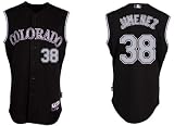 Ubaldo Jimenez Jersey: Colorado Rockies #38 Ubaldo Jimenez Cool Base Black Jersey (L/50)