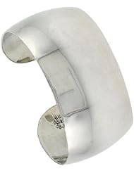Sterling Silver High Polished Dome Cuff Bangle Bracelet for women 1 1/8 inch wide,