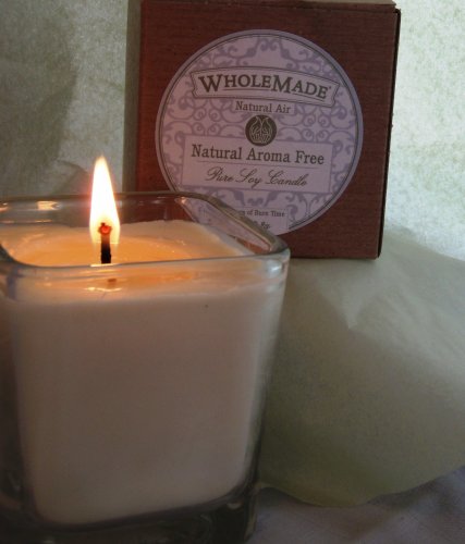 Natural Fragrance Free Pure Soy Candle, 7 oz Glass