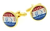 Gold plated Vote Republican Cufflinks. Made in the USA