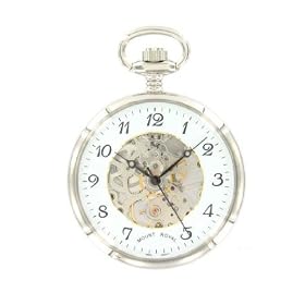 Chrome Plated Mechanical Open Face Pocket Watch B3c/af
