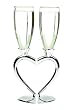 Hortense B. Hewitt Wedding Accessories Interlocking Heart Champagne Toasting Flutes, Set of 2