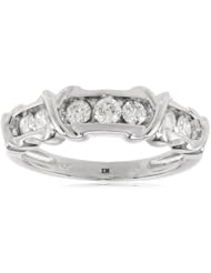 14k White Gold X and O Channel-Set Diamond Ring (1/2 cttw H-I Color, I1-I2 Clarity)