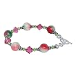 SCBR020 Made with Swarovski Elements&reg; Pink & Green Jade Crystal Bracelet in .925 Sterling Silver with Toggle Clasp 7.5"