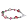 SCBR020 Made with Swarovski Elements� Pink & Green Jade Crystal Bracelet in .925 Sterling Silver with Toggle Clasp 7.5"