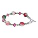 SCBR020 Made with Swarovski Elements� Pink & Green Jade Crystal Bracelet in .925 Sterling Silver with Toggle Clasp 7.5"
