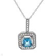 Necklace With 0.90ctw Precious Stones - Genuine Clean Diamonds and Topaz Crafted in 14K White Gold Length 18in