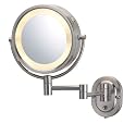 Jerdon Eclipse 8" Lighted Wall Mount Mirror, 5X-1X Magnification, Nickel Finish