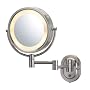 Jerdon Eclipse 8" Lighted Wall Mount  Mirror, 5X-1X Magnification, Nickel Finish