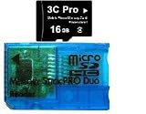 TOPRAM 16GB 16G microSD microSDHC Memory Card Class 4 with Memory Stick Pro Duo Adapter - Blue