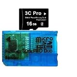 TOPRAM 16GB 16G microSD microSDHC Memory Card Class 4 with Memory Stick Pro Duo Adapter - Blue
