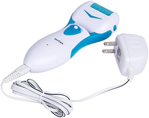 SaviCare Best Electric Pedicare Callus Remover a Rechargeable Callus Scrubs Improved Extra Coarse Rollers Amazing Foot Spa Easily Eliminates Dead, Coarse, Rough Skin (Blue)