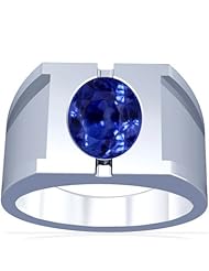 18K White Gold Oval Cut Blue Sapphire Solitaire Ring