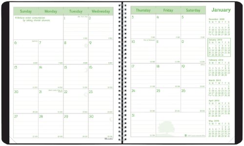 Brownline 2010 EcoLogix Monthly Planner, 14 Months, Twin-Wire, Black, 11 x 8.5 Inches (CB435W.BLK)