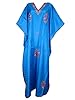 Mogul Silk Kaftan Kashmiri Embroidered Blue Caftans Womens Dress