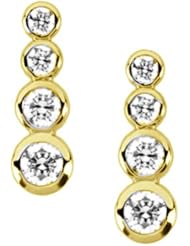Pair of 18K Yellow Gold Diamond Journey Earrings - 1.05 Ct. -- LIFETIME WARRANTY