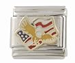 SilverBin Enamel Paint Patriotic Eagle American Flag Stainless Steel Italian Charm Link