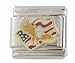 SilverBin Enamel Paint Patriotic Eagle American Flag Stainless Steel Italian Charm Link