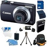 Canon Powershot A3300 16 MP Digital Camera with 5x Optical Zoom (Black) Super Kit With 16gb card and more