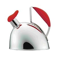 Calypso Basics Whistling Tea Kettle, 2-Quart, Stainless Steel with Rubber Handle