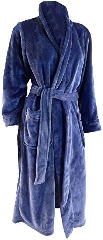 Womens Plush Soft Polyester Fleece Wrap Robe (Small, Navy)