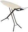 Household Essentials Bronze Finish 4-Leg Fibertech Mega Wide Top Ironing Board with Natural Cotton Cover