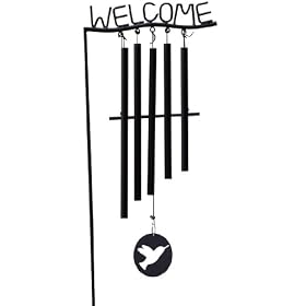 Evergreen 2WC164 Garden Metal Stand and Wind Chime, Welcome, 42-Inches Tall