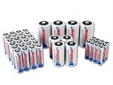 Tenergy Premium NiMH Rechargeable Combo with 44 Batteries- 24AA/12AAA/4C/4D - New!