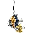 14K White Gold Sapphire and Diamond Fish Charm/Pendant