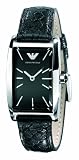 Emporio Armani Ladies Leather Black Croc Strap watch with Black Dial