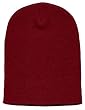 Short Beanie Cuffless Ski Cap Hat in Burgundy