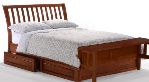 Nutmeg Eastern King Platform Bed w/ Cherry Finish + 2-Drawer Set & Footboard Bench