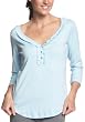 HUE Women's Solid 3/4 Sleeve Henley