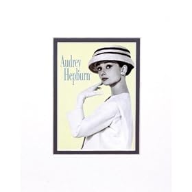 Audrey Hepburn (Black and White Hat) Double-Matted Movie Print - 11" X 14"