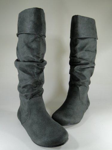 New Womens Gray Fold Boots #F33