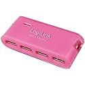 LogiLink 4-Port Hub USB 2.0 mit Netzteil, pink