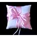 New Pink Satin Bow Wedding Bridal White ring pillow bearer