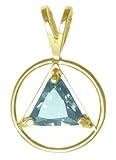 Alcoholics Anonymous Solid 14K Gold AA Symbol Birthstone Pendant, December Blue Zircon Color ,#564-1, 5/8